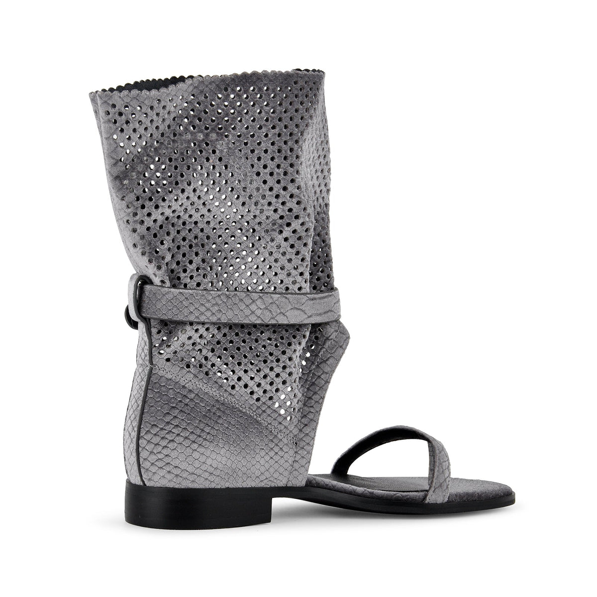 Flip-Flop Buckle Cutout Flat Bootie Sandals