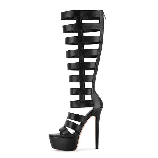 Platform Gladiator Cutout Zipper Boots Sandals
