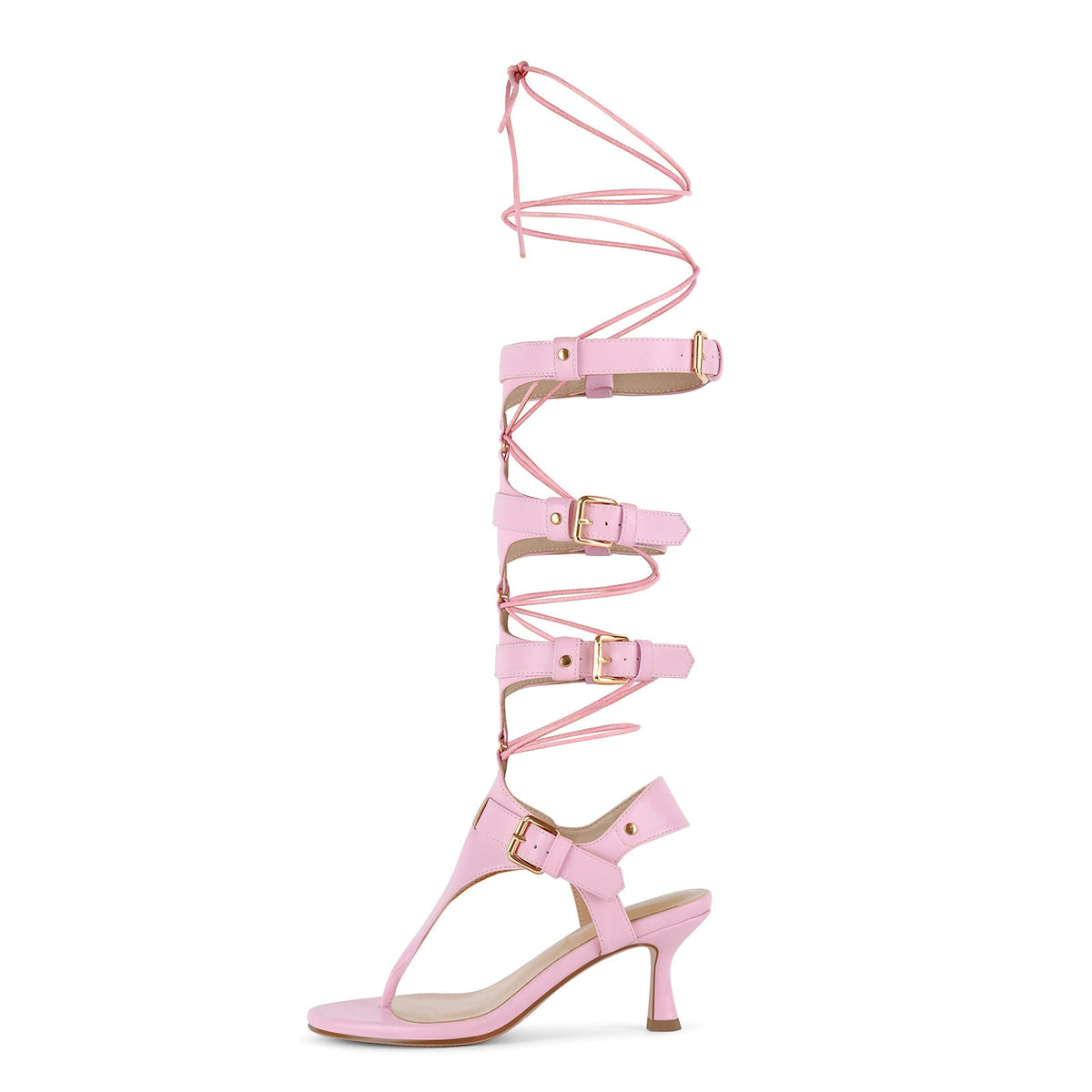 Gladiator Flip-Flop Multi Buckles Lace-up Sandals