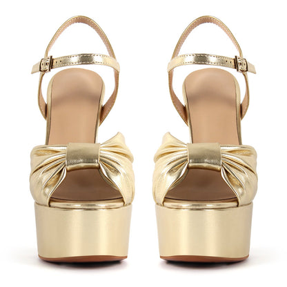 Platform Bowknot Buckle Strap Chunky Heel Sandals