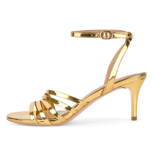Round Toe Ankle Strap Patent Sandals
