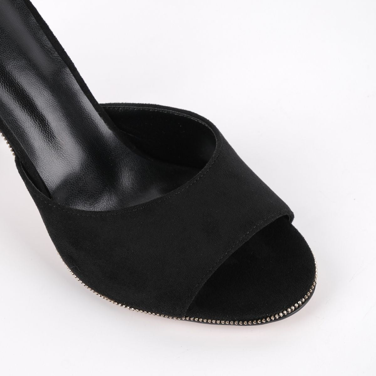 Suede Round Toe Slip On Sandals Mules