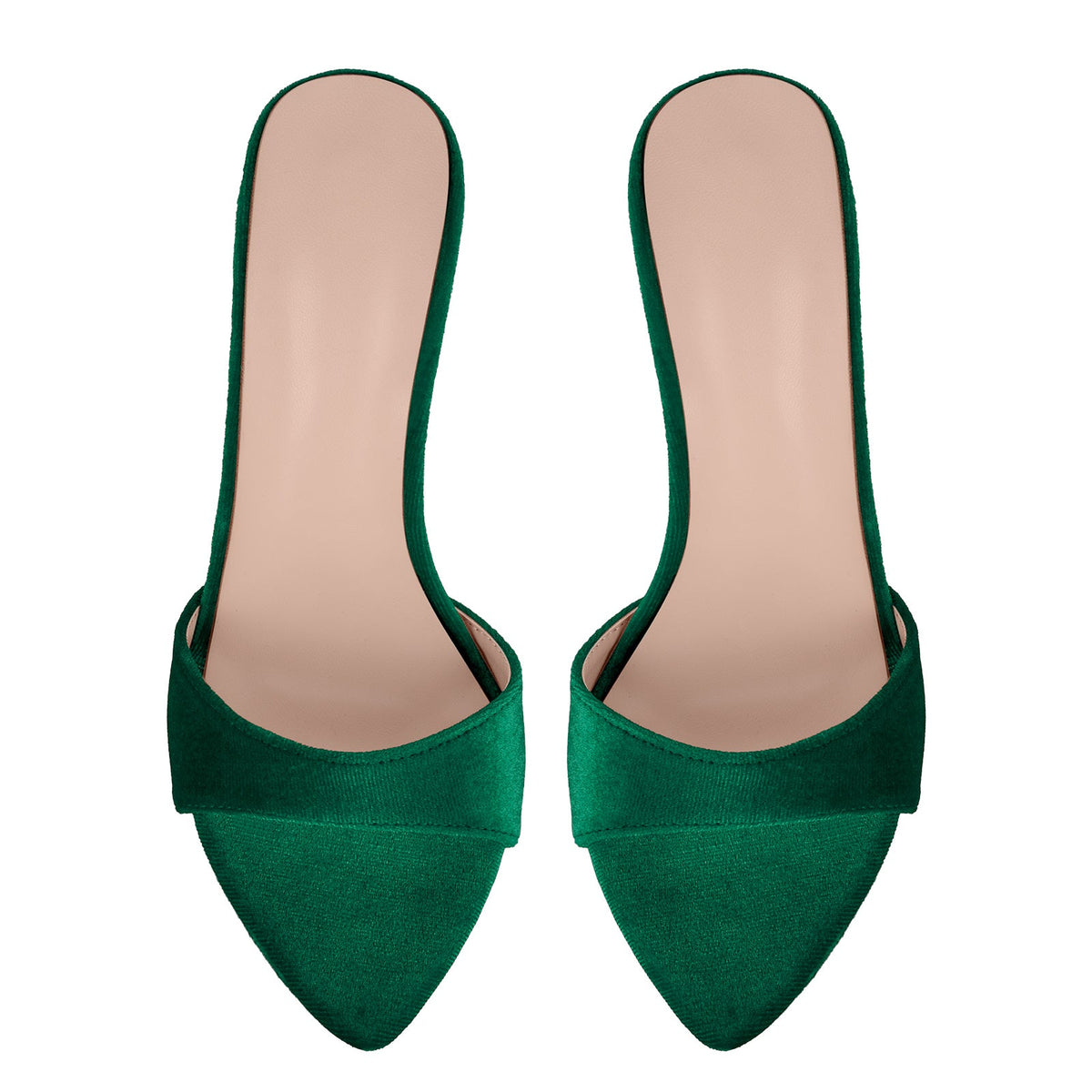 Velvet Pointed Toe Slip On Mules
