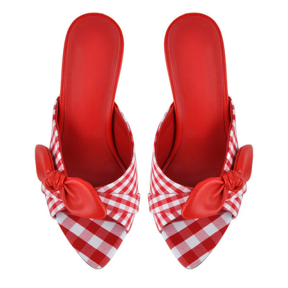 Pointed Toe Bow Stiletto Mules