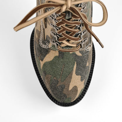 Camouflage Round Toe Platform Chunky Heels Ankle Boots