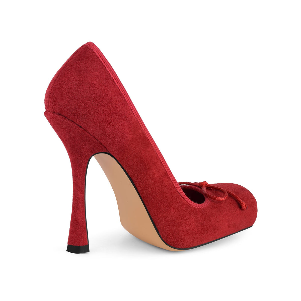 Suede Square Toe Bow Ballet Pumps