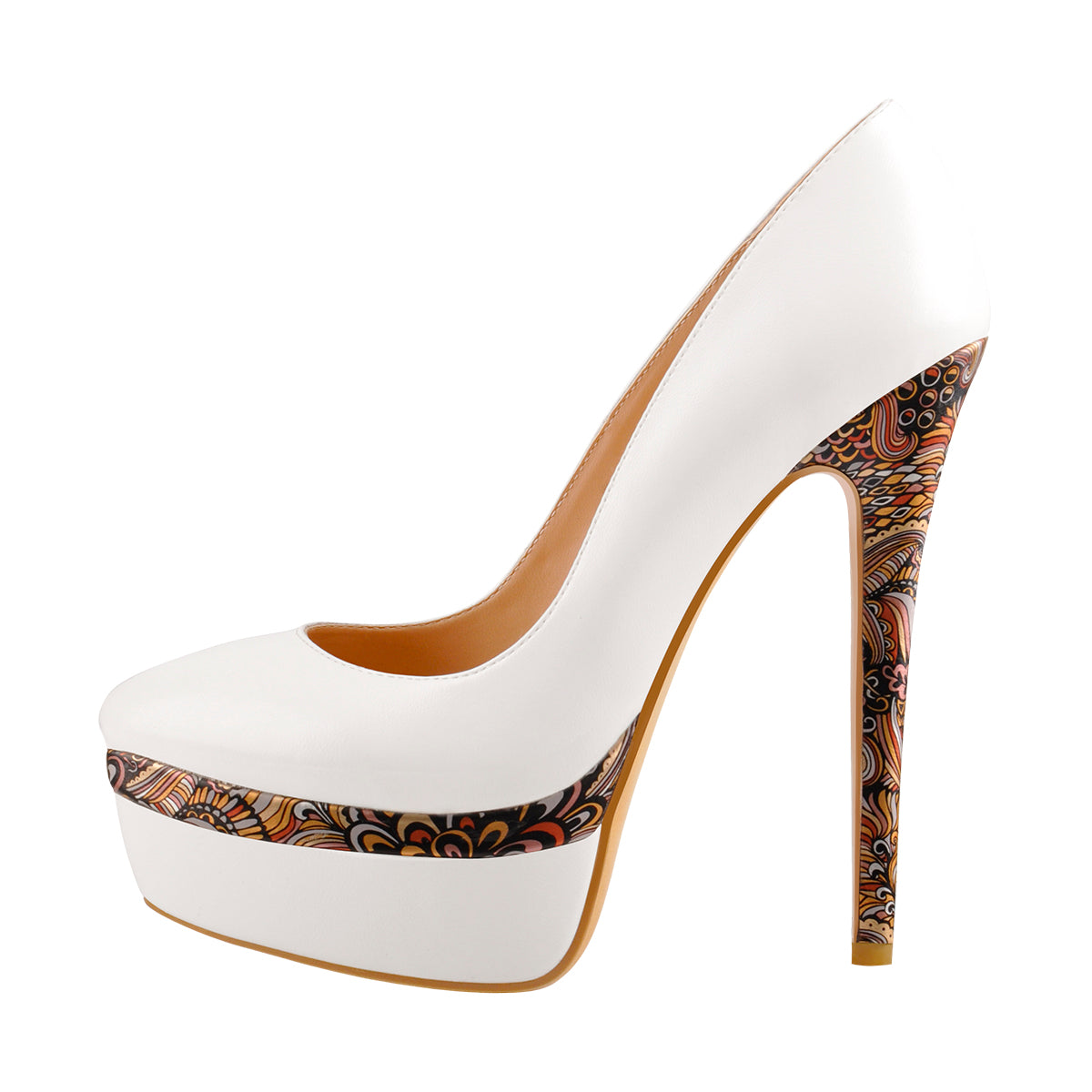 Double Platform Flower Print Stiletto High Heels