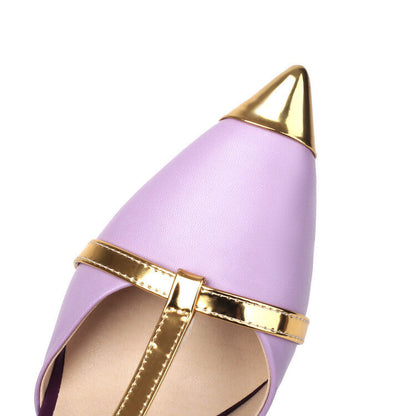 Pointed Toe Bow Ankle T-Strap High Heels