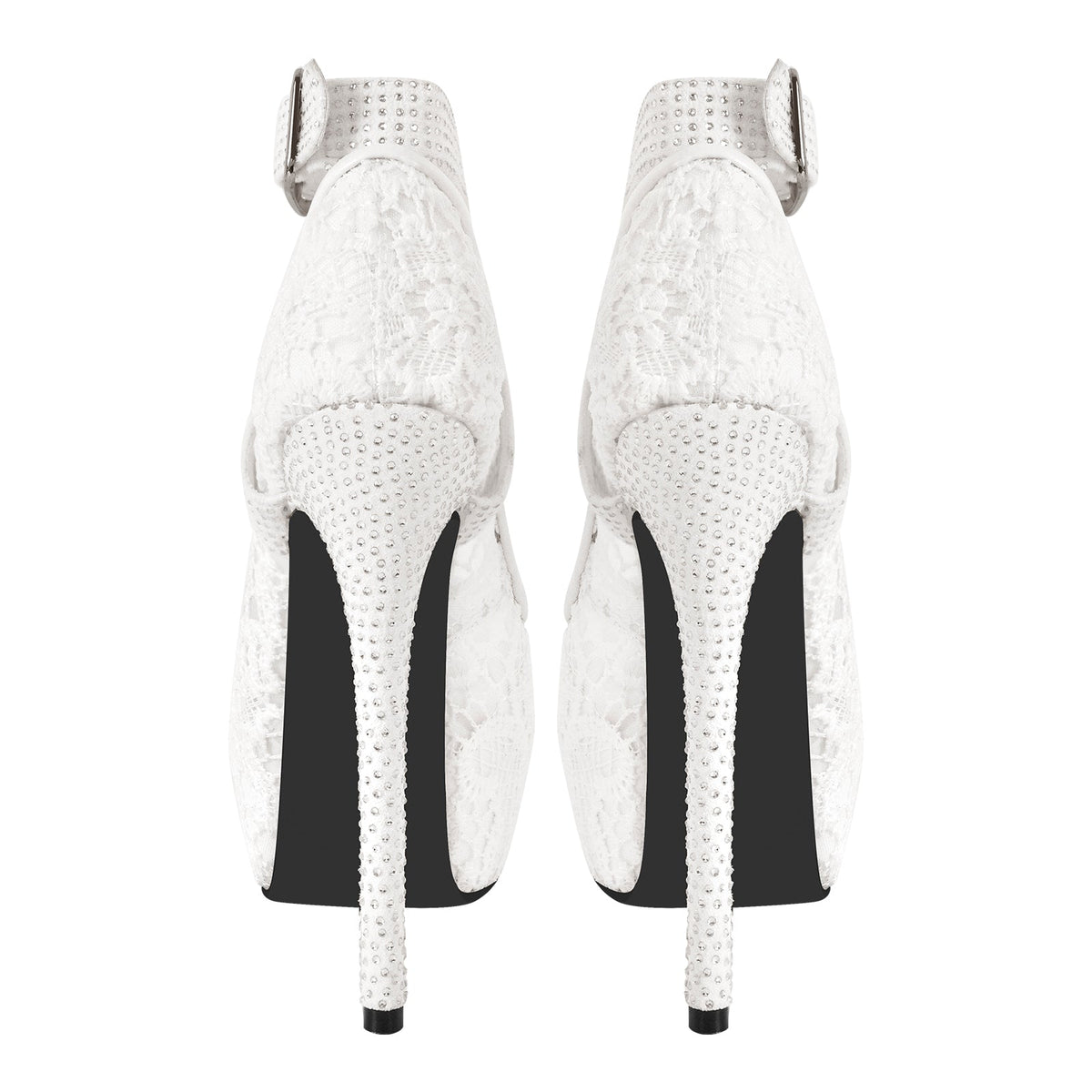 Peep Toe Platform Criss Cross Strap Mesh High Heels