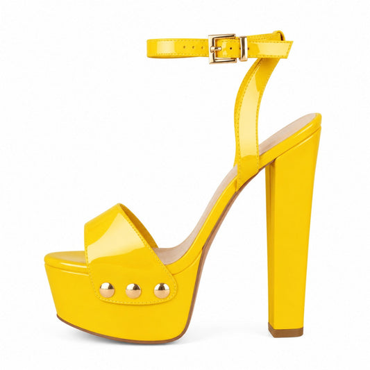 Platform Patent Leather Ankle Strap Sandals
