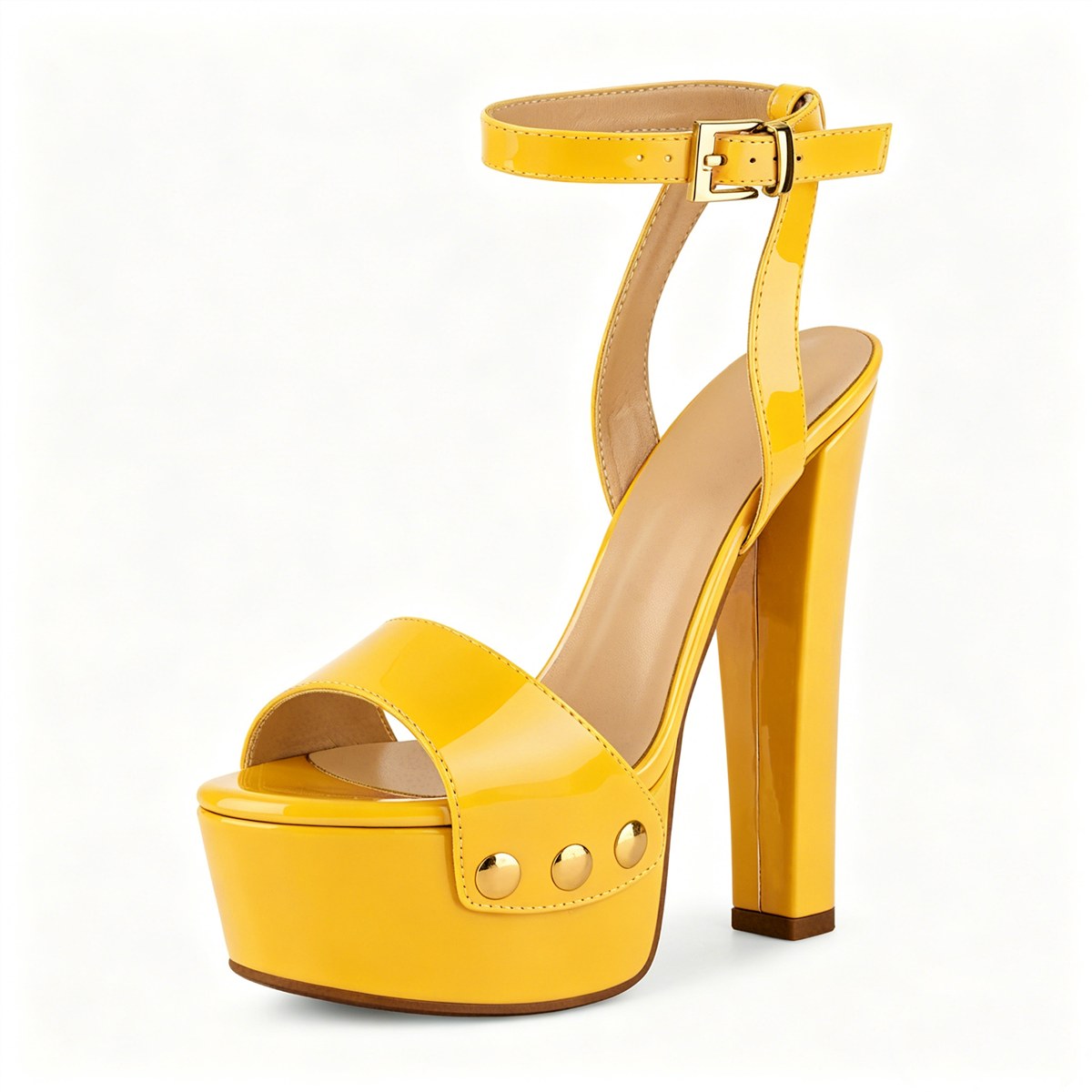Platform Patent Leather Ankle Strap Sandals