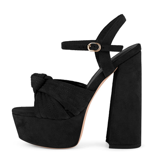 Suede Platform Buckle Strap Chunky Sandals