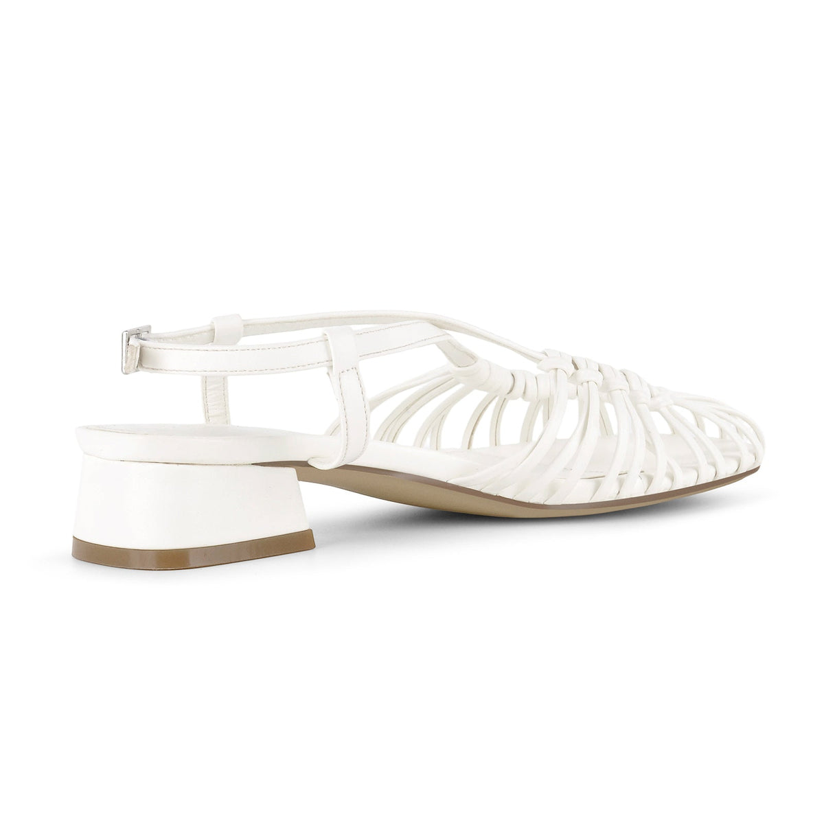 Square Toe Woven Cage Slingback Low Heel Sandals