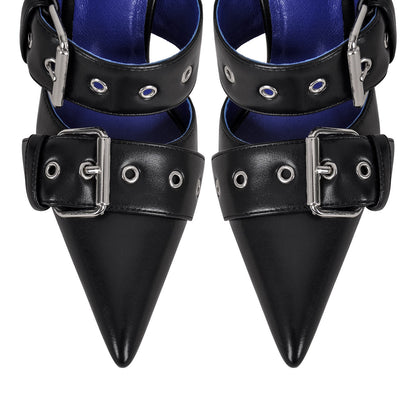 Pointed Toe Ankle Buckle Strap High Heels Pumps