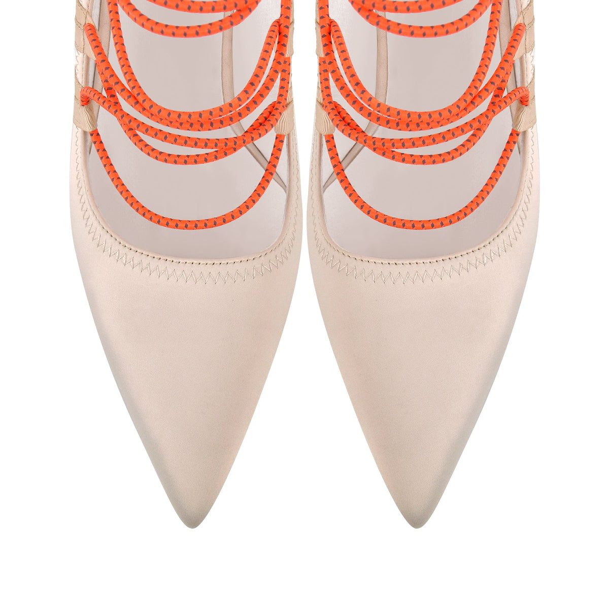 Pointed Toe Gladiator Lace-up Satin Pumps