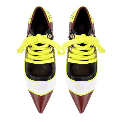 Pointed Toe Lace-up Color Block Stiletto Pumps