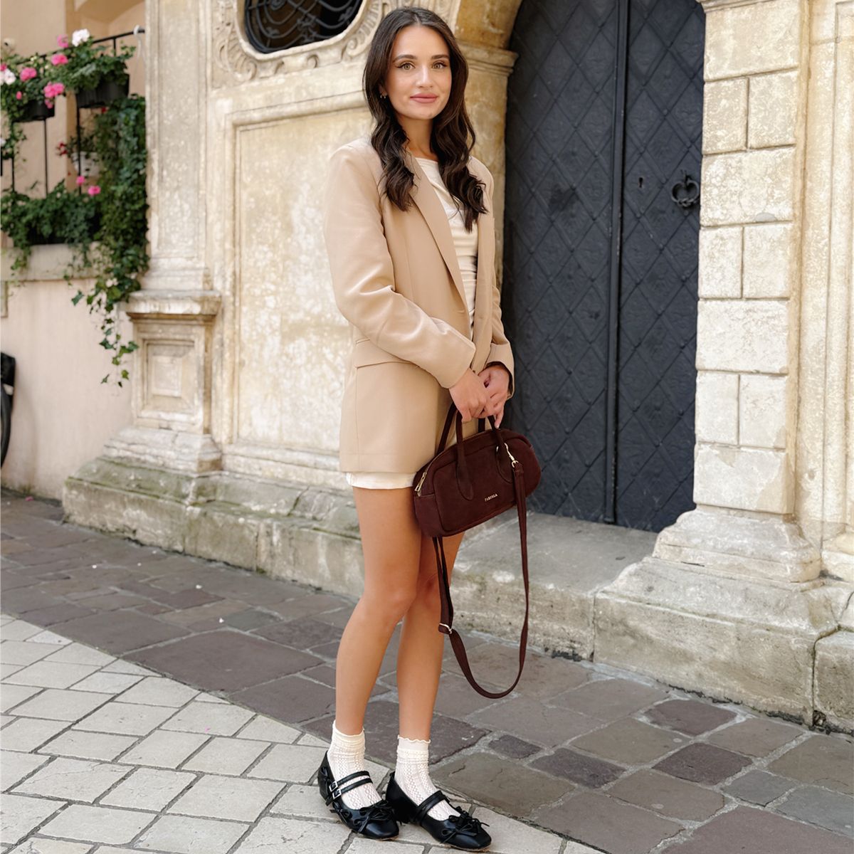 Bow Square Toe Mary Jane Ballet Flats