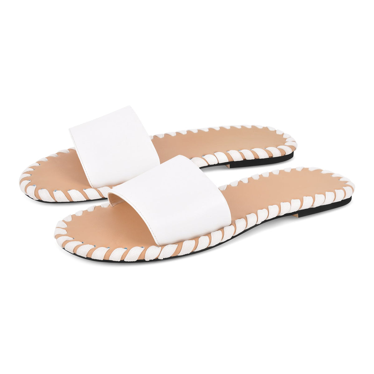 Round Toe Stitch Sandals Flats